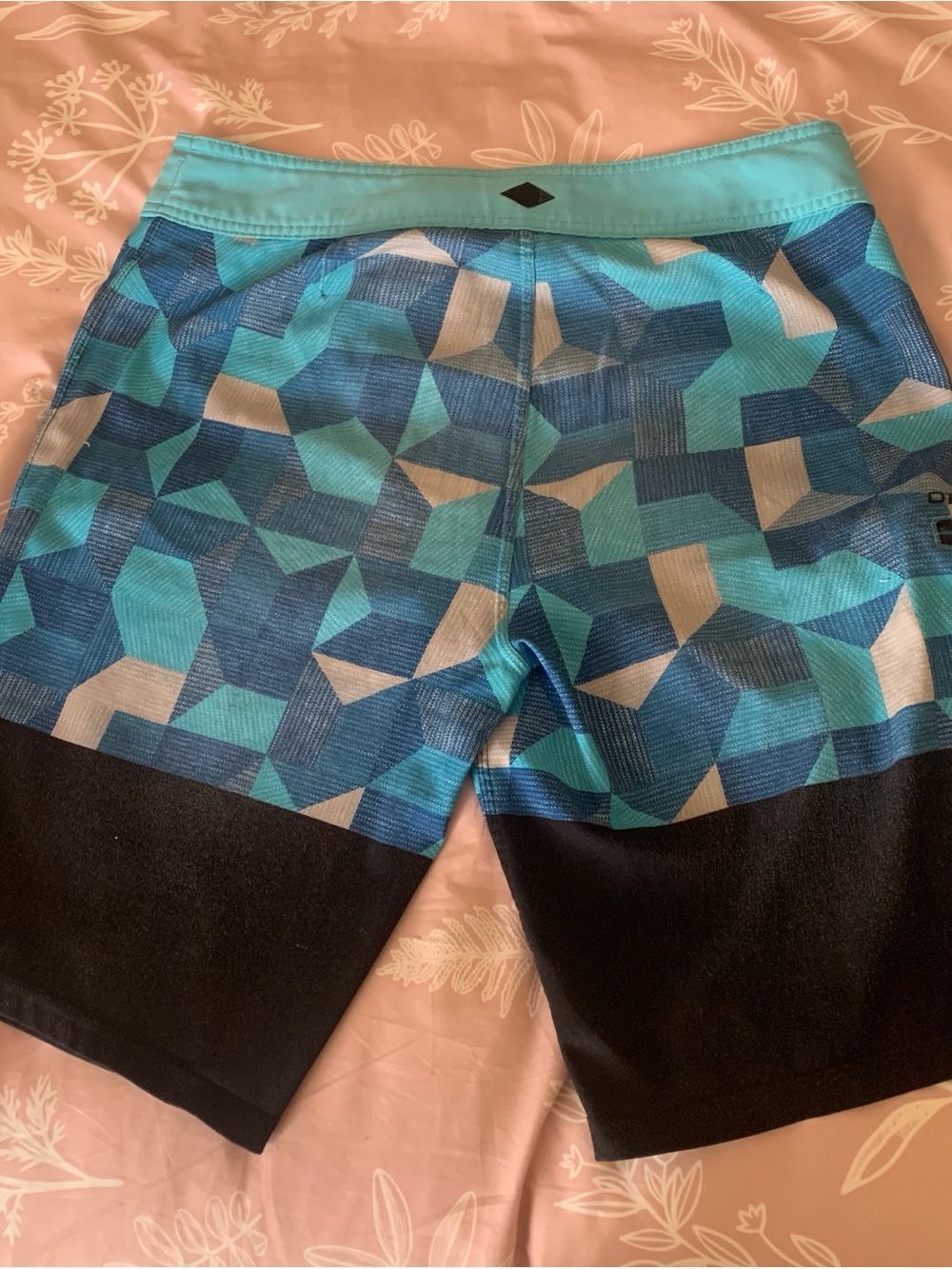 O'Neill Blue Teal Geometric Men's Swim Board Shorts